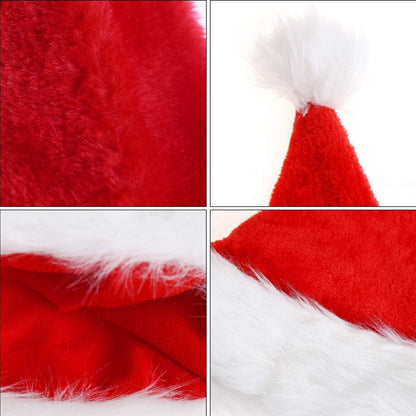 LOKIPA Christmas Santa Hat for Kids, Soft Plush Xmas Hat with Thicken Classic Fur (15X11 Inch for Age 3+ Child)