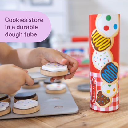 Melissa & Doug Slice & Bake Cookie Set with Wooden Play Food, Colorful Toppings & Play Kitchen Accessories, Preschool Learning Toys for Girls & Boys 3+