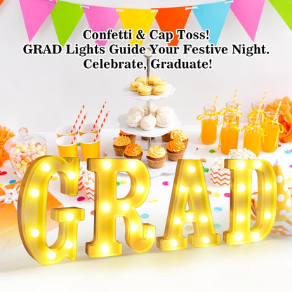 LED Light Up Letters GRAD Sign for Graduation Party Decorations 2025,Congrats Grad Yard Signs,Table Decorations,Grad Letters & Party Supplies for Graduation Celebrations
