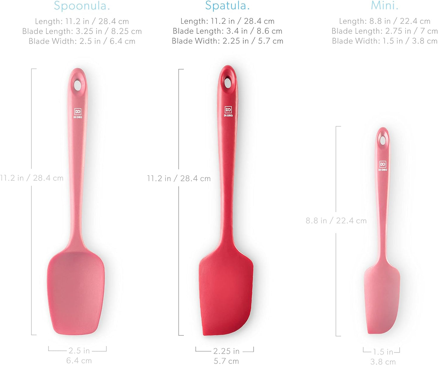 DI ORO Large Silicone Spatula, 600ºF Heat-Resistant, Seamless Design, Pro-Grade Non-Stick Silicone Rubber with