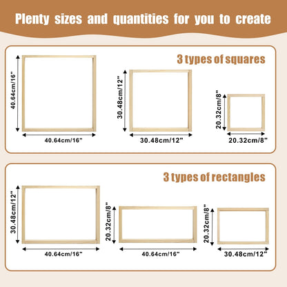 6 Sets Stretcher Bars for Needlework with 100 Tacks for Women's Birthday Gifts,3 Sizes(8,12,16 Inch) 12pcs Wooden Canvas Splicing Stretcher Bars Needlepoint Embroidery Stitch Frame Set for Crafts Art