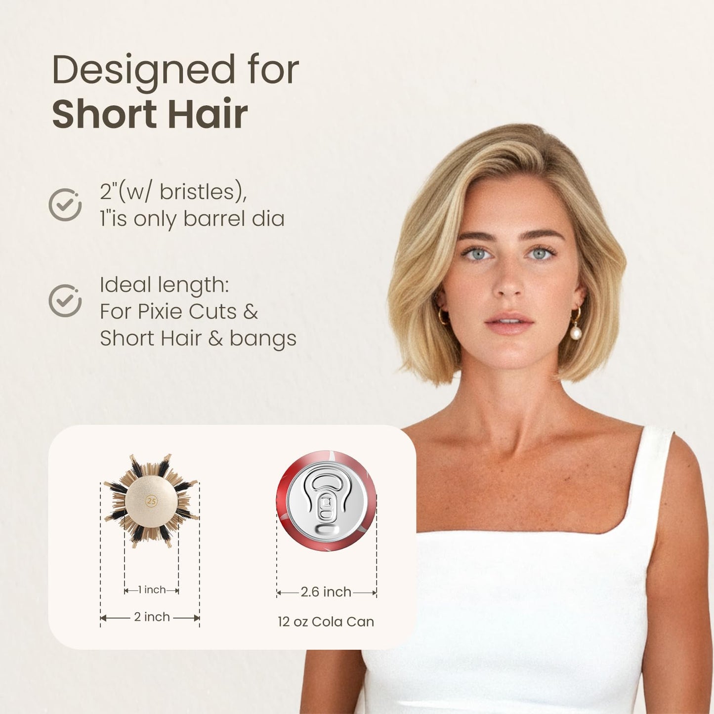 AIMIKE Round Brush for Blow Out, Medium Round Hair Brush Nano Thermal Ceramic & Ionic Tech, for Blow Drying & Styling, Curling and Shine - 2.9 inch Barrel w/Boar Bristles