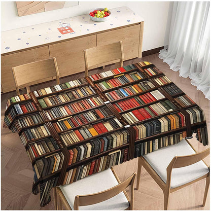 Beabes 52x70 Inch Tablecloth Bookshelf, Library Bookshelves Books Rectangular Table Cover Kitchen Table Cloth