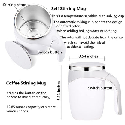 TXLOOK Automatic Magnetic Stirring Coffee Mug, Rotating Home Office Travel Mixing Cup，Funny Electric Stainless Steel Self Mixing Coffee Tumbler, Suitable for Coffee, Milk, Cocoa and Other Beverages……