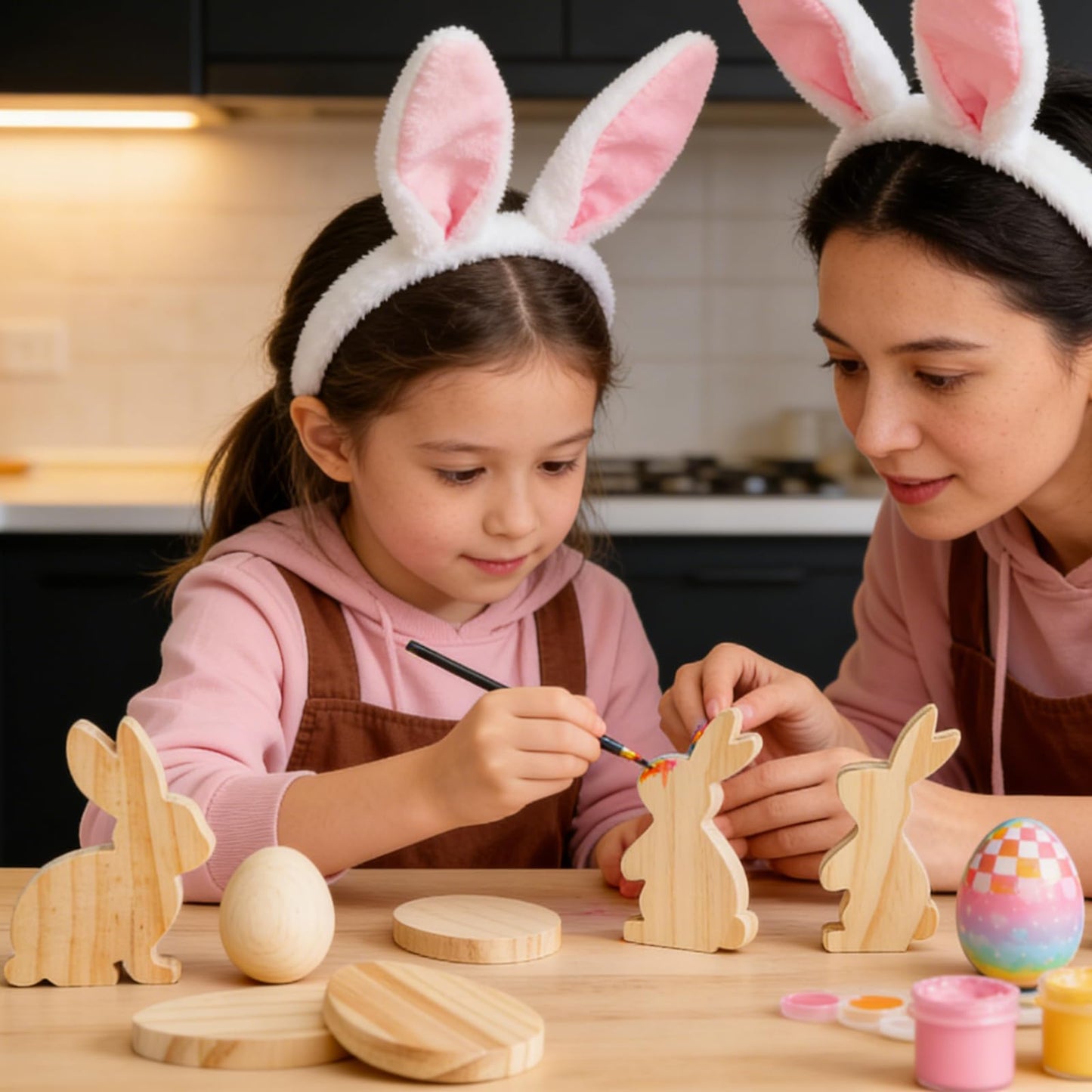 Meching 12 Pcs Unfinished Easter Wooden Cutouts Bunny Egg Shapes Blank Wood Signs for Painting DIY Crafts Spring Home Party Tabletop Tiered Tray Classroom Decoration