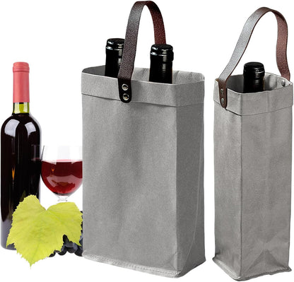 2 Pcs Reusable Wine Carrier Tote Bag - Single Double Wine Bags for Birthday, Wedding, Picnic Gifts