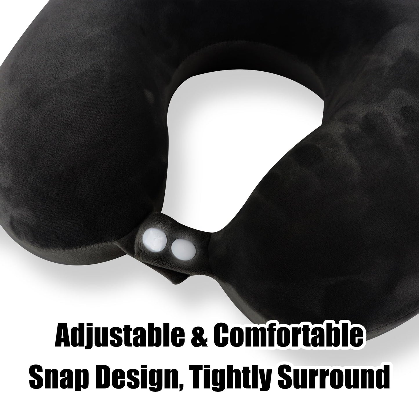 Sexysamba Pure Memory Foam Travel Pillow Set for Adults - Comfortable & Removable Machine Washable Cover, Neck Support Pillow Airplane Travel Kit with Eye Mask for Portable Plane Accessories - Black