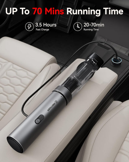 REDTIGER Cordless Car Vacuum - 21000PA Portable Handheld Cleaner with 70 Min Runtime | Fast USB-C Charge, Lightweight 4-in-1 Design