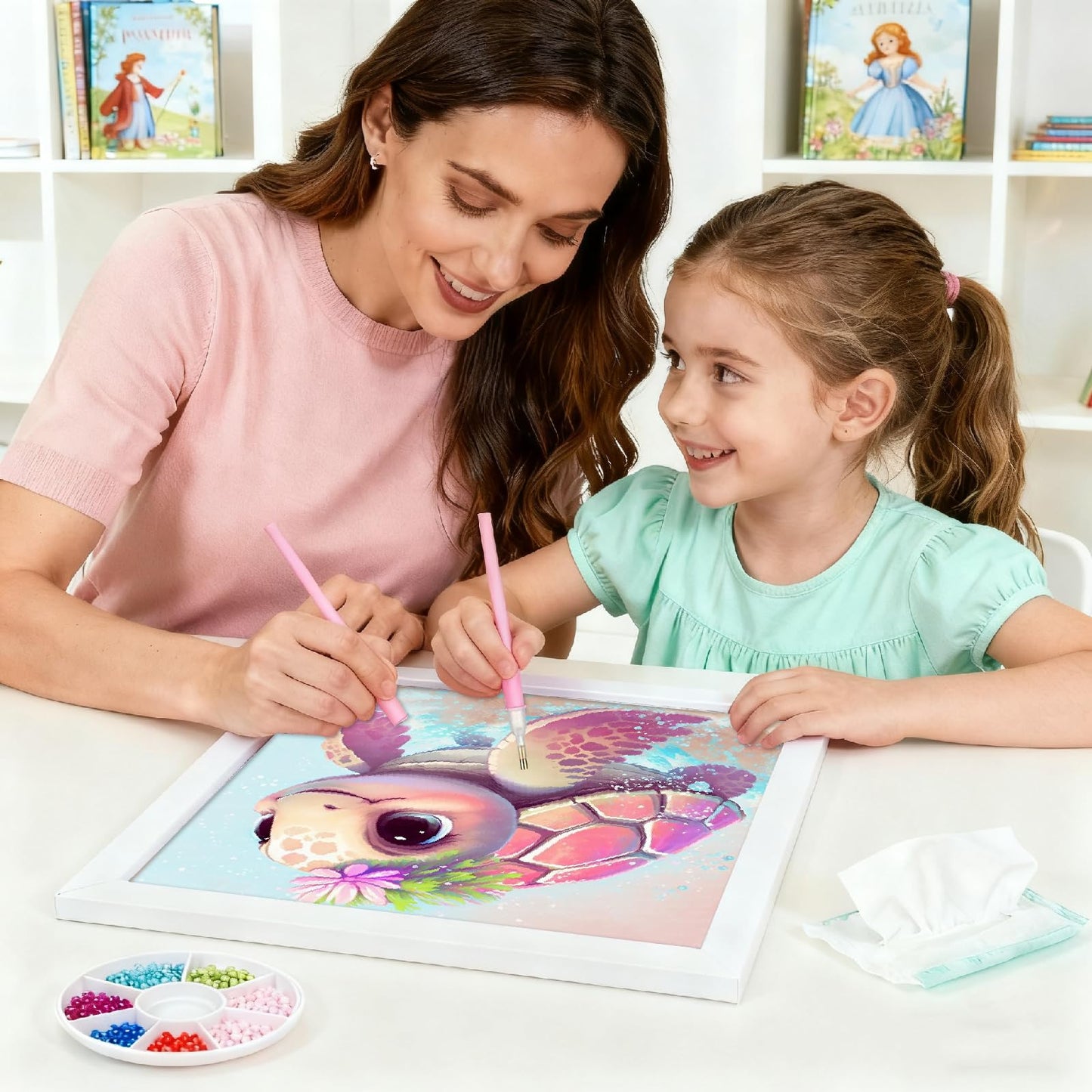 Mowana 6 Pack Diamond Art Kits for Kids - Animals Diamond Painting for Kids 10-12, 6x6 Diamond Art for Girls and Teens, 5D DIY Round Drill Big Gem Art for Ages 4-8-12