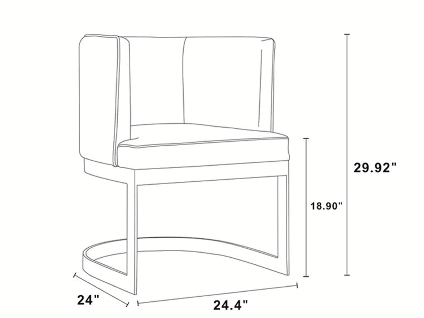 Manhattan Comfort Aura Velvet Dining Chair with Modern Floating Frame Design, Curved Backrest, Upholstered Padded Cushions, Polished Brass Finish, No Assembly Required, Set of 2, Blush