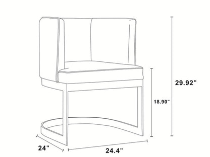 Manhattan Comfort Aura Velvet Dining Chair with Modern Floating Frame Design, Curved Backrest, Upholstered Padded Cushions, Polished Brass Finish, No Assembly Required, Set of 2, Blush