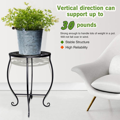Aonagi 15" 8" 2pcs) Tall Metal Plant Stand, Wide Round Plant Stand for Flower Pot Rustproof Iron Plant Holder
