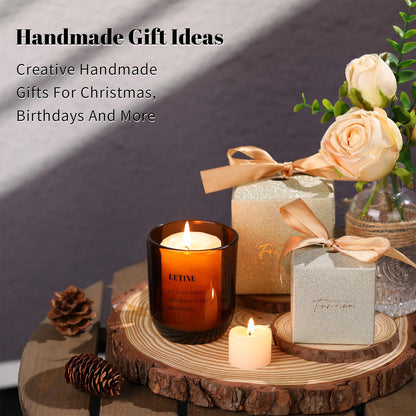 LETINE 12PCS 8oz Amber Glass Candle Jars with Lids - Premium Candle Making Kit, Airtight Candle Vessels with Lids for Crafts, Storage & Gifts, Ideal for Wedding Favors, DIY Candle Business & Home Use