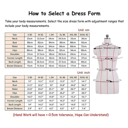 XYIANG Off White Pinnable Sewing Mannequin Dressmakers Dress Upgraded School Workshop Dressmaker Dummy Adjustable Premium Manikin,Style2-M (Style2 S)