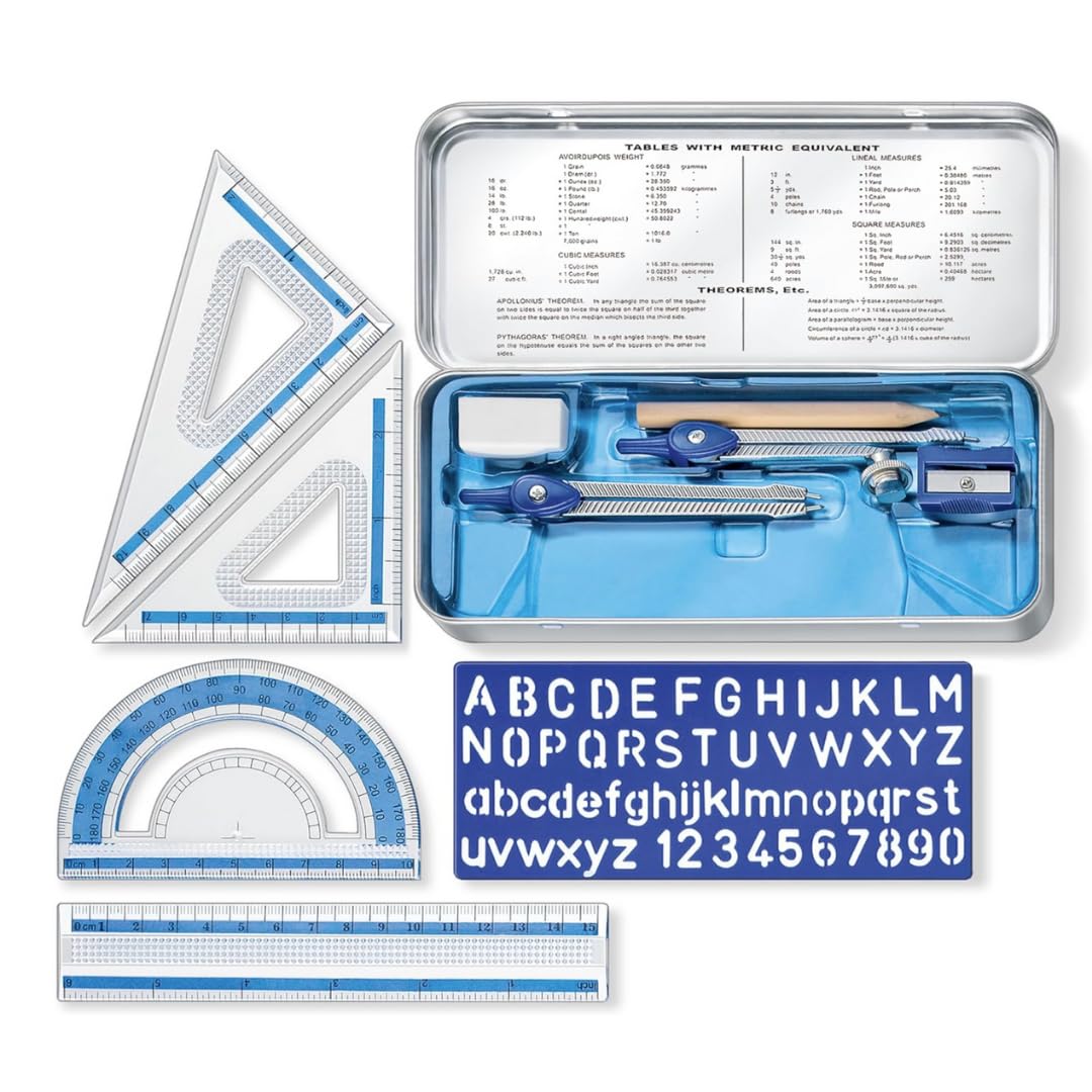STAEDTLER Geometry Set, 24-Pack, 10 Pieces Per Set, Math Set with Compass and Protractor Set, Ruler and Square Set, Drawing and Measuring Tools with Storage Case for Students, 240 Total Pieces