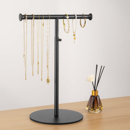 niffgaff 2 Pack 15‘’-24‘’ T Bar Purse Display Stand Tabletop: Adjustable Height Handbag Holder, Countertop Hanging Rack for Long Necklace Scarf Lanyard, Black