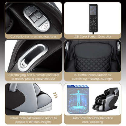 Giantex Full Body Massage Chair - Zero Gravity Shiatsu Massage Recliner with SL Track, Voice Control, Heat, Foot Roller, Thai Yoga Stretch, Airbags, 12 Auto Modes, 5 Manual Modes, Free Indoor Delivery