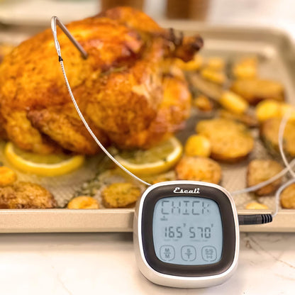 Escali Touch Screen LCD Display Digital Timer, Oven Safe Stainless Steel Probe, Black