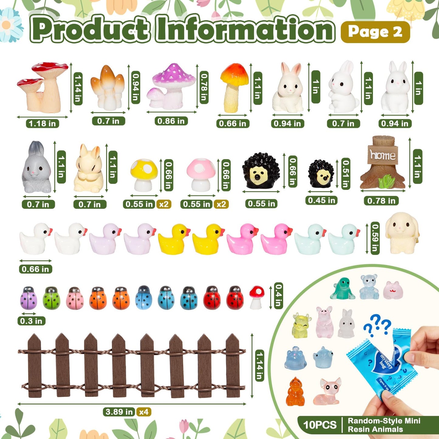 65 Pcs Mini Fairy Garden Accessories, Resin Ornaments Kit with Bridge, Mushroom, Fence, Animals for DIY Bonsai, Potted Plants & Tabletop Landscape Decor