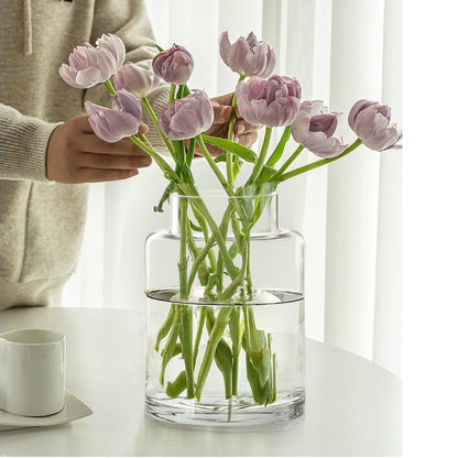 Clear Glass Vases Flower Vases for Centerpieces 9" Large Glass Cylinder Vase for Home Wedding Party Events Office Entryway Décor (Transparent)