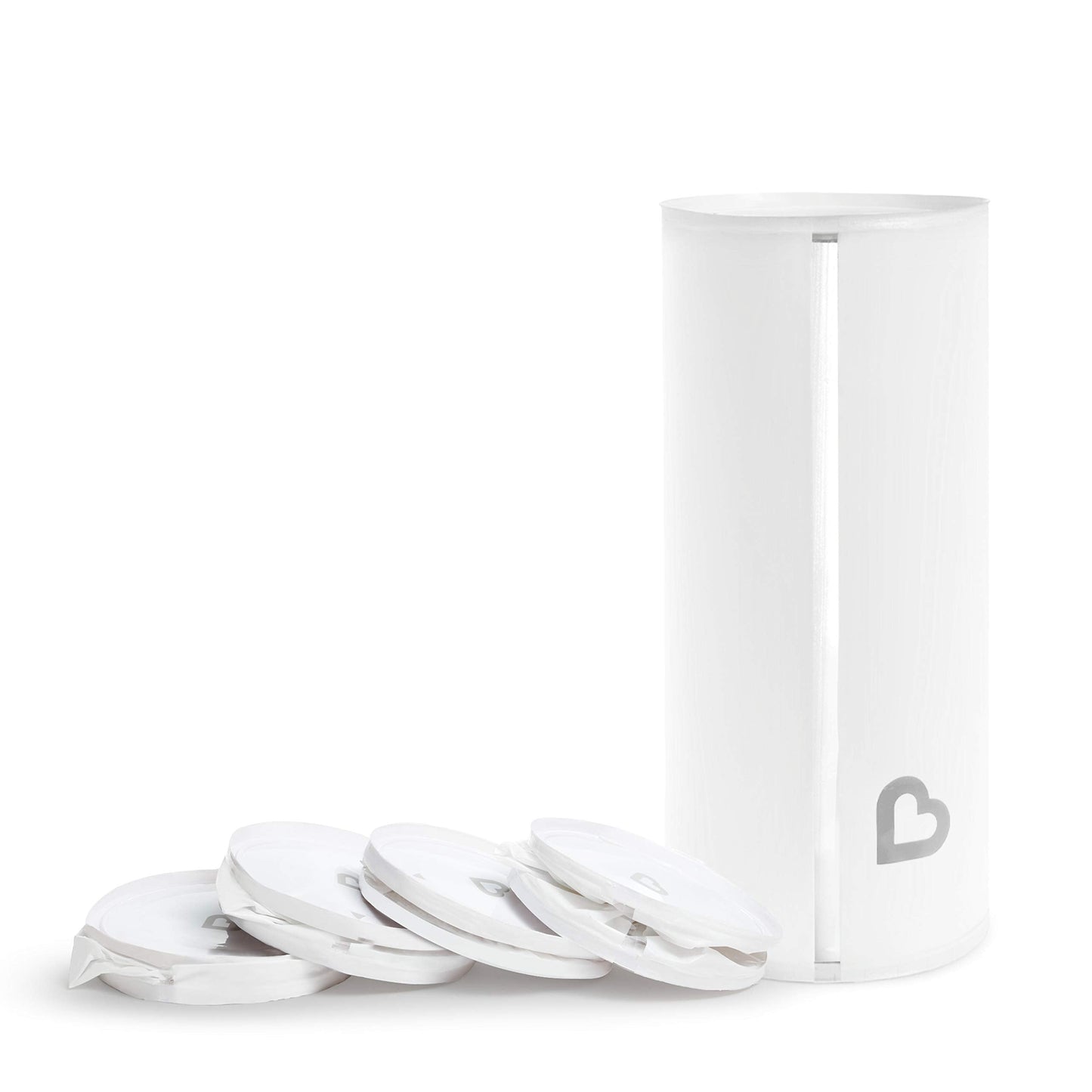 Munchkin® Toss™ Portable Disposable Diaper Pail, Holds up to 150 Newborn Diapers, 5 Pack, White