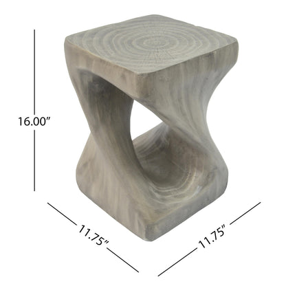 Merax Twist Shape MGO Accent Side Table Set, Unique Modern End Table with Wide Pedestal & Tabletop, Small Drink Tables for Living Room, Bedroom Night Stand Bedside Table, No Assembly Required, Grey