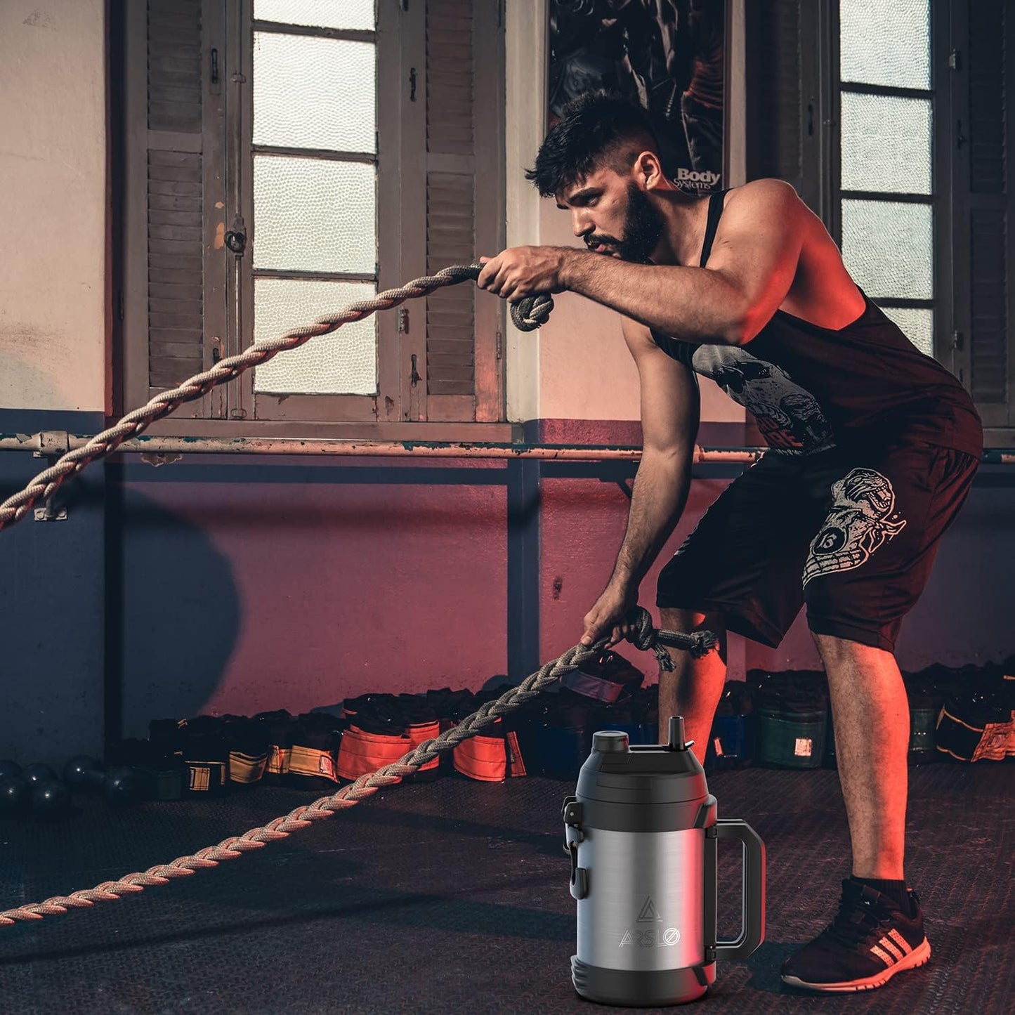24 108 Sports Water Jug - Gallon Water Bottle - Large Insulated Stainless Steel Bottle for Gym, Workouts, Basketball