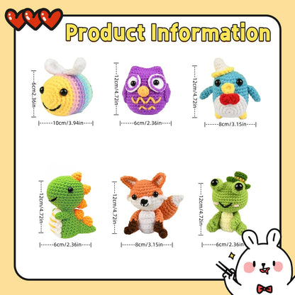 JackCao 6 Pack Crochet Kit for Beginners, 2026 DIY Craft for Adults, Crochet Animal Plush Kit with Step-by-Step Video Guides Tutorials Birthday Gift for Beginner Crochet Lovers ﻿ (Green)