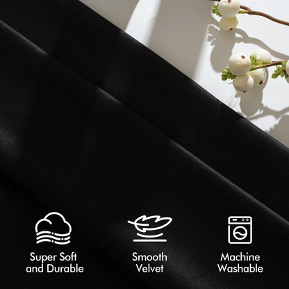 MIULEE Black Velvet Blackout Curtains 84 Inch Long Luxury Super Soft Thermal Insulated Window Curtains Room Darkening Drapes Rod Pocket Design for Bedroom Living Room Set of 2 Panels, W40 x L84 Inch
