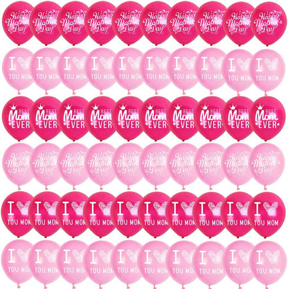 Happy Mother's Day Balloons Party Decorations Supplies - 48PCS Latex 12inch Party Supplies for Best Mom Ever