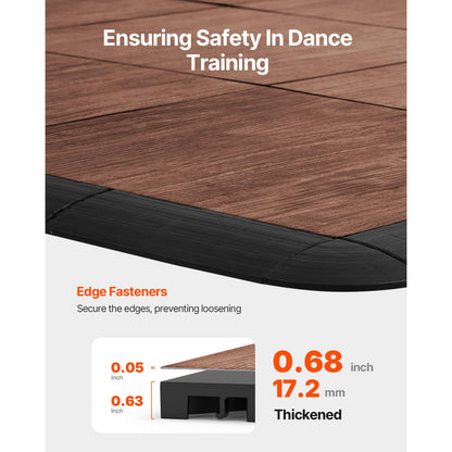 Happybuy Dance Floor Tiles, 12.4 x 12.4 in 52-Piece Interlocking, Portable Dance Flooring with Cushioned Base (Oak Wood Grain, 52 sq. ft/Box)