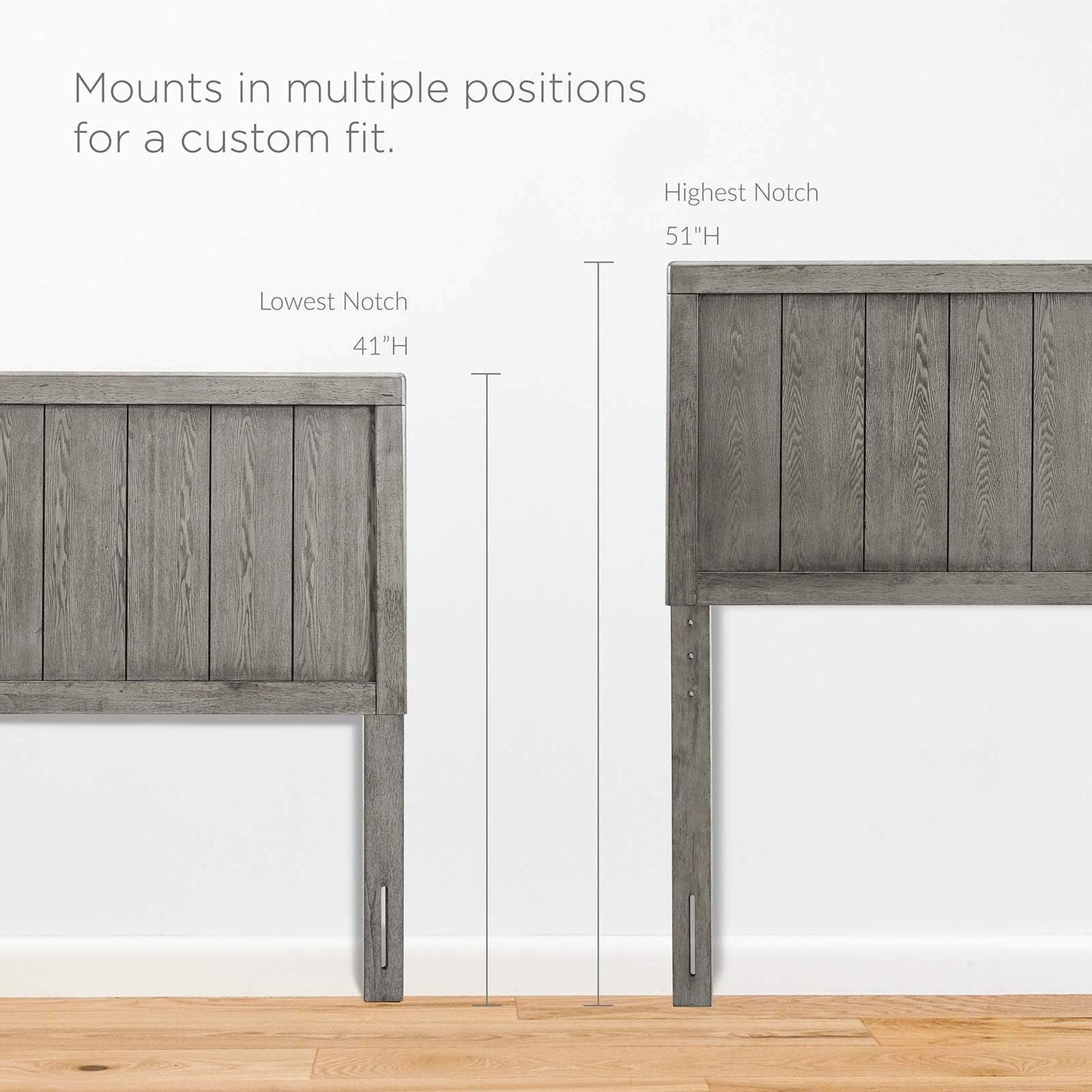 Modway MOD-6216-GRY Robbie Twin Wood Headboard, Gray