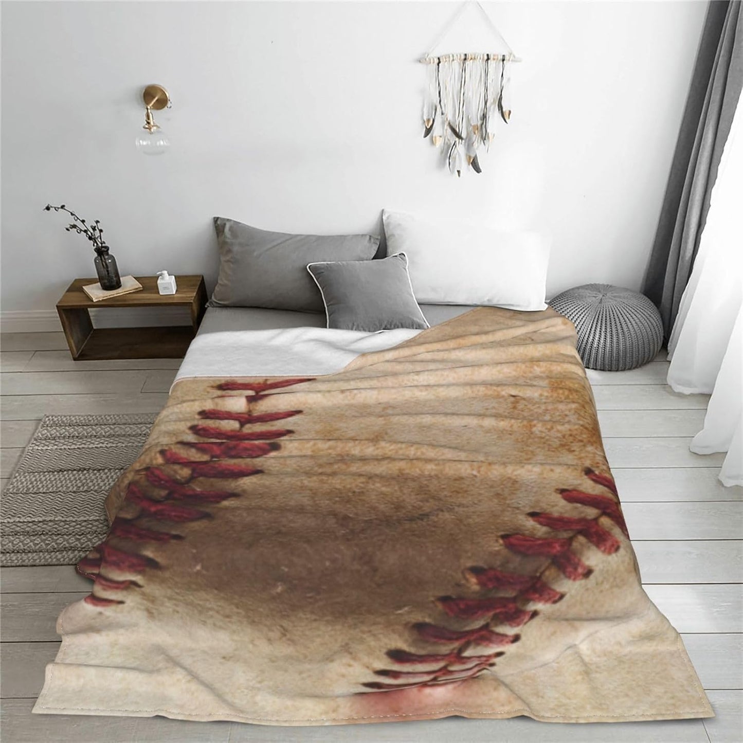 BLUBLU Baseball Flannel Fleece Bed Blanket, Lightweight Cozy Plush Throw for Bedroom, Living Room, Sofa Couch 50"x40"