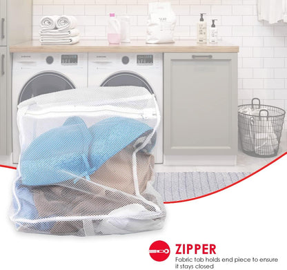 Home Basics Laundry Bag for Washing Machine, White | Lingerie Mesh Laundry Bag with Zipper | Washer Bags for Travel
