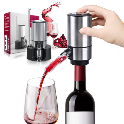 Wine Gifts-Wine Aerator Pourer-Rocyis Electric Wine Dispenser, One Touch Smart Wine Decanter w/Storage Base & Retractable Tube (Battery Operated)