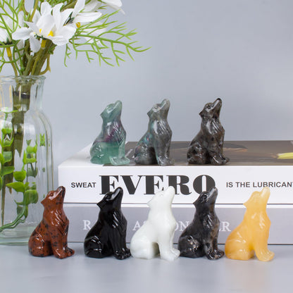 Ytbeoxk 2 Inch Red Obsidian Wolf Crystal Statue Wolf Decor Healing Crystal Wolf Figurines Hand Carved Stone Energy Gemstones for Luck Statue in Home and Office Meditation