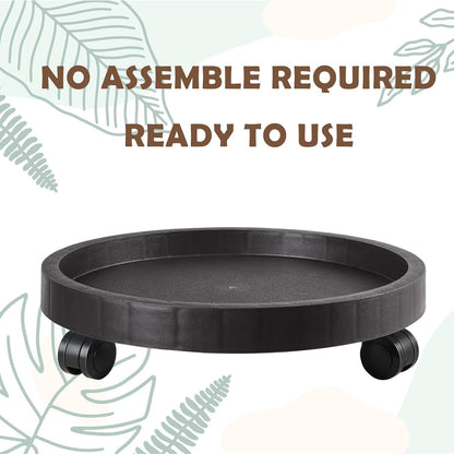 12.6 Inch Planter Caddies Rolling Saucer Caddy with Wheels, Heavy Duty Wheeled Stand for Potted Plant, Round Coaster
