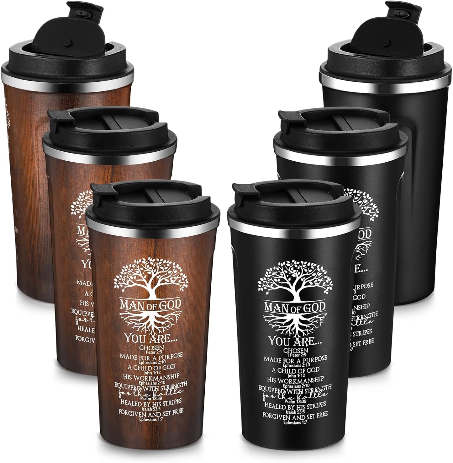 6 17 oz Set Ziliny Pcs Christian Gifts for Men Coffee Tumbler Inspirational Man of God Mugs Stainless Steel Tumbler