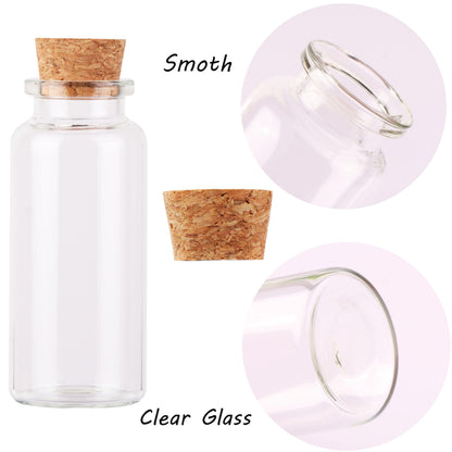 MaxMau 48 Pack, 30ml Glass Jars with Corks Lid,Clear Glass Bottles for Spices Herbs Crafting Project Party Favors