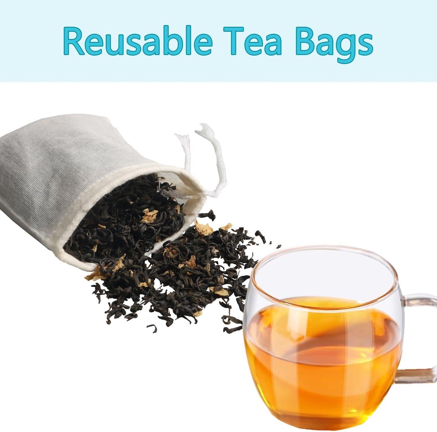 Eketirry 10pcs Coffee(6 x8Inch) Spice Bags, Reusable Empty Tea Bags, Muslin Strainer Bags, Soup Bags for Cooking