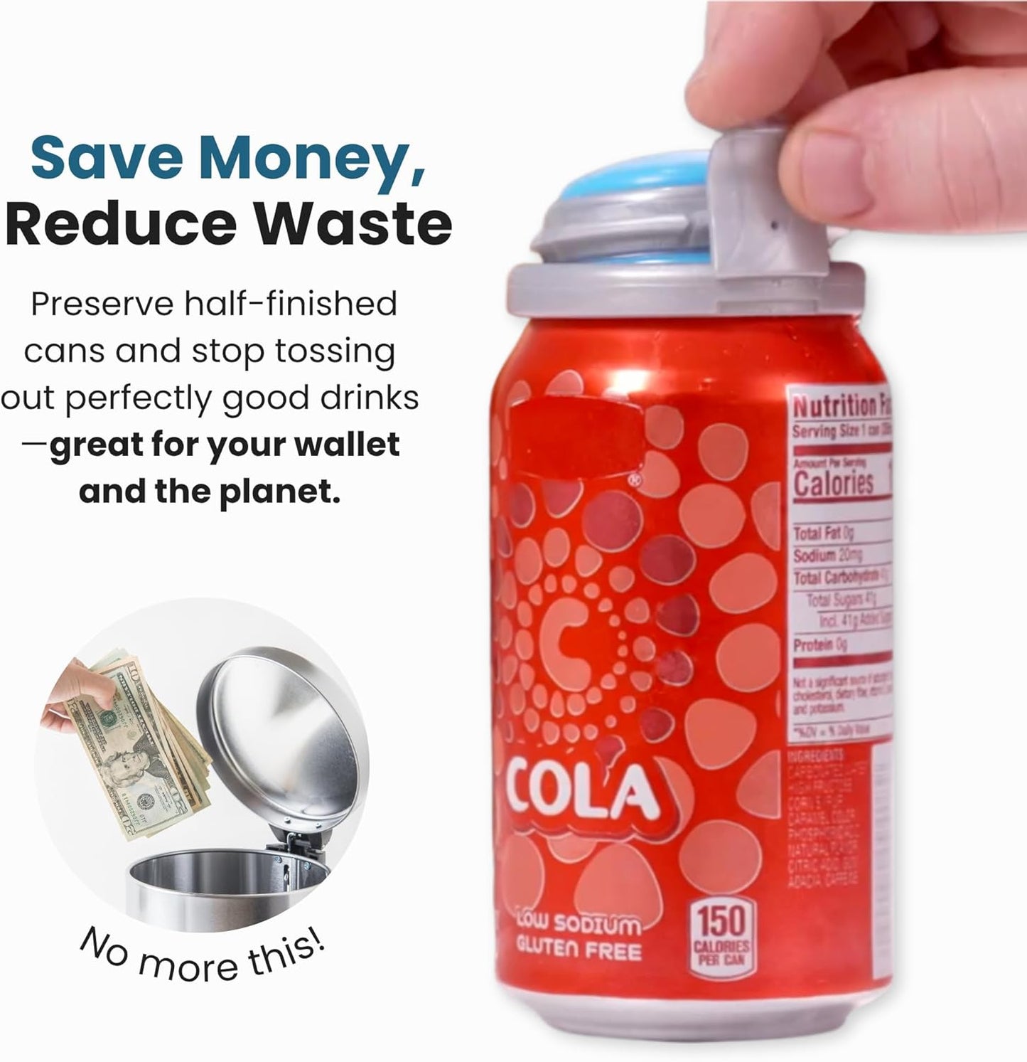 2 12oz 2 Pack Jokari Click Can Pump and Pour Carbonation Saver for Soda and Beer Cans Keep Fizzy Drinks Fresh Press On