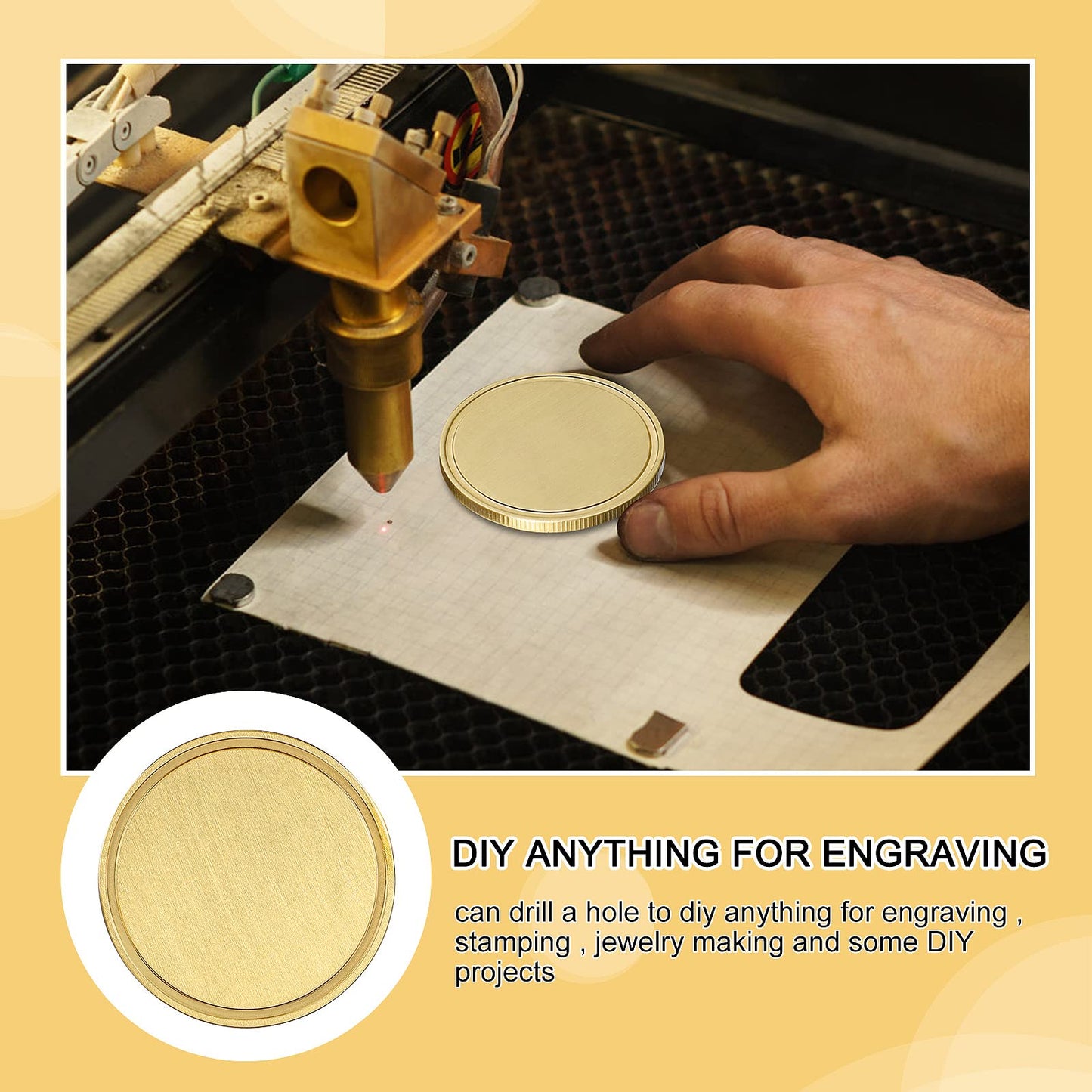 Blank Brass Challenge Coin Laser Engraving Custom Coins Blanks 40 mm with Acrylic Protection Box for DIY Crafts Birthday Travel Commemorative Collection (10pcs Brass)
