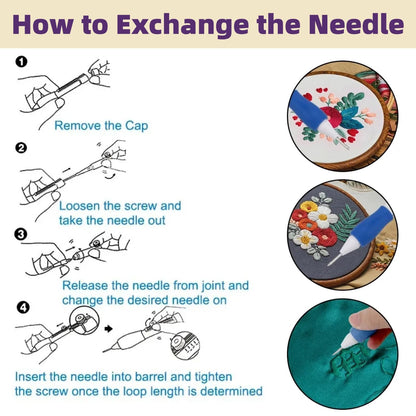 Punch Needle Embroidery Set Embroidery Needle Punch with 3 Sizes Needle Pen Kit Tool for DIY Craft for DIY Threaders Sewing Knitting for Mother(Yellow +)