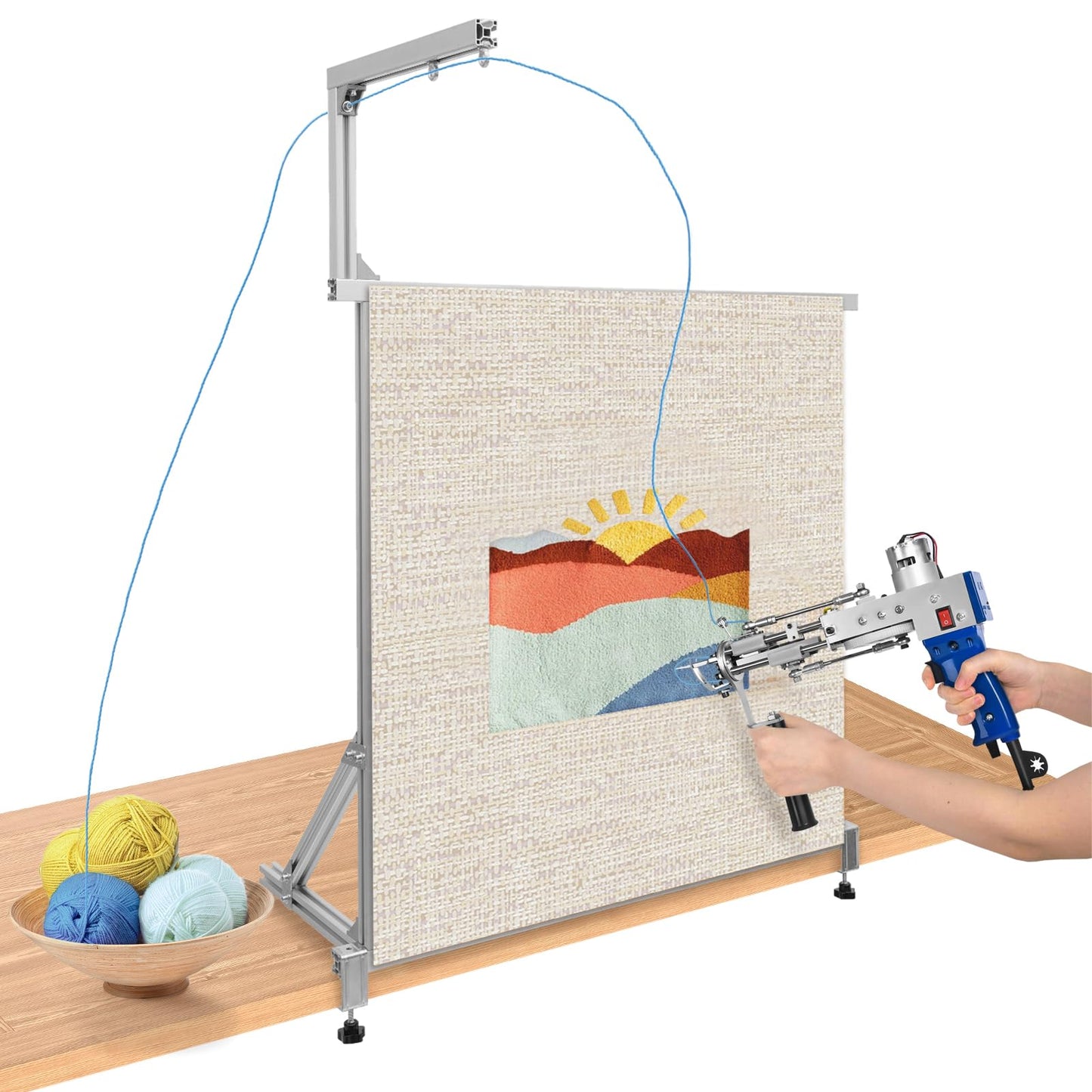 tonchean Rug Tufting Frame Kit 35.5''x35.5'' Aluminum Metal Tufting Frame for Rug Making Adjustable Tufting Cloth Stand for Carpet Making, Tufting Supplies