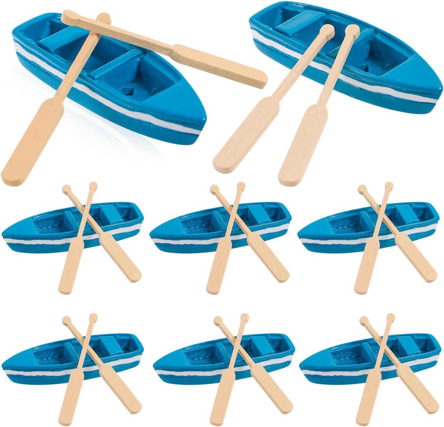MHYGKTXRA 8 Sets Mini Rowboat Mini Resin Tiny Boat with Oars for Fairy Garden Accessories