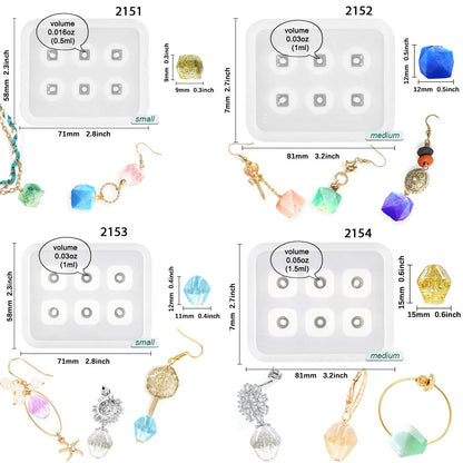 Beads Resin Molds with Hole for Gemstone Cabochon Jewelry Casting 14-Count