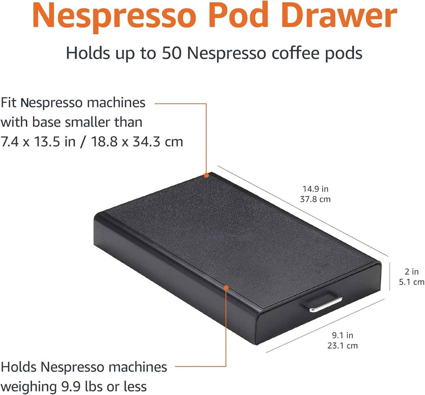 50 Amazon Basics Nespresso OriginalLine Coffee Pod Storage Drawer Holder, Capsule Capacity, Black