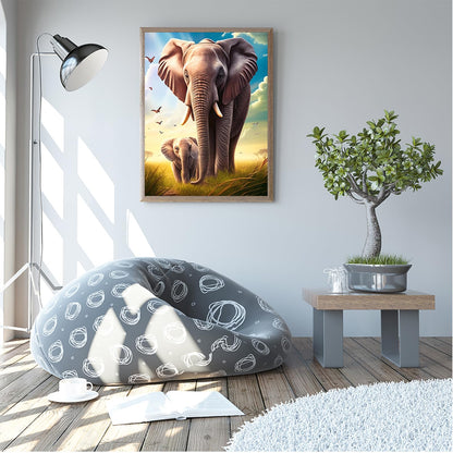 UPABLUNSO Sunshine Elephant Diamond Painting Kits Animal Art Painting 5D DIY Full Round Drill Adults Beginners, Personalized Gifts for Family Friends Home Wall Decor 12x16 Inch