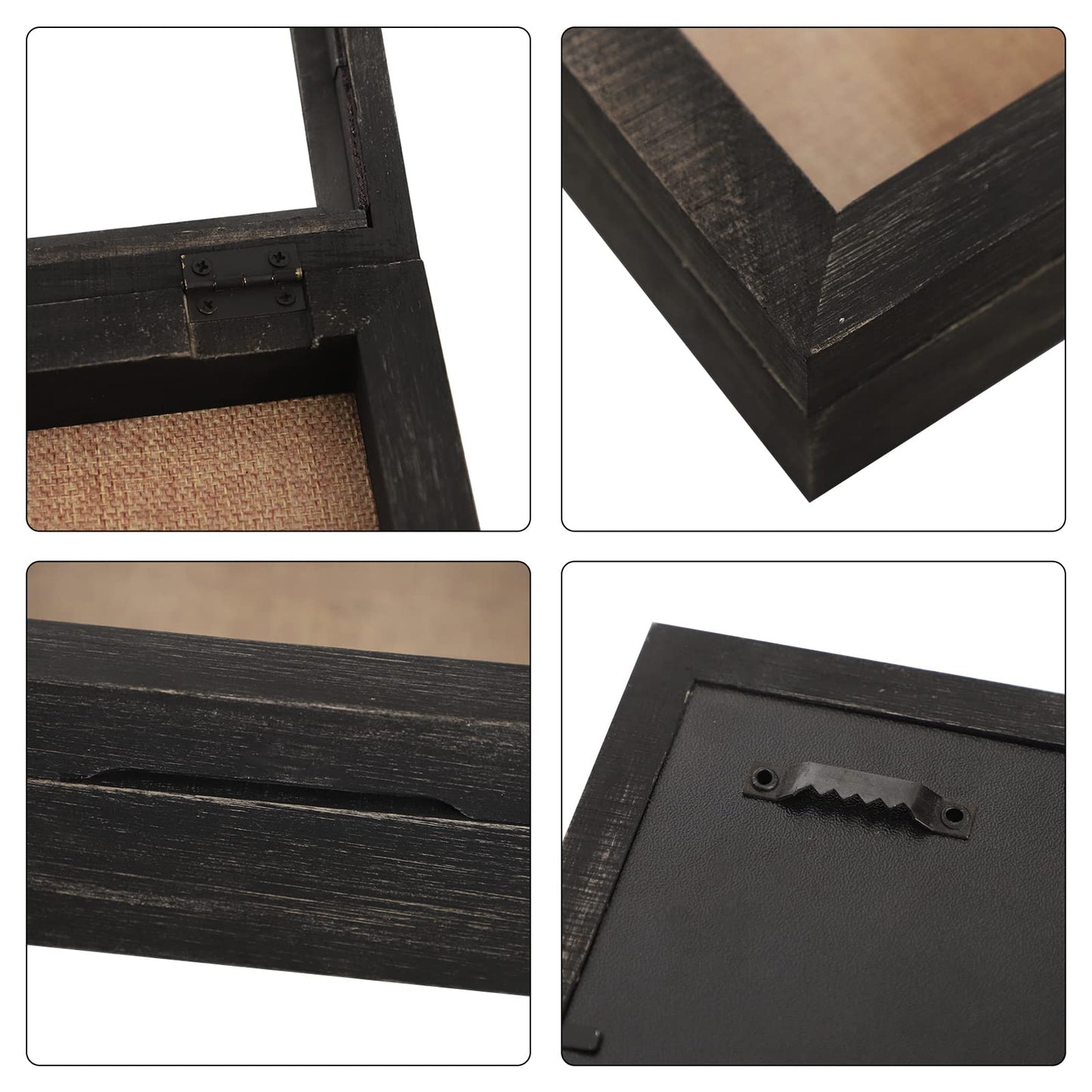 6x6 Square Shadow Box, Display Size 5x5 Shadow Box Frame with Glass, Small Display Case with Hinge and Magnetic Door for Shells Taxidermy Keepsake Photos Tickets Coins-Weathered Black