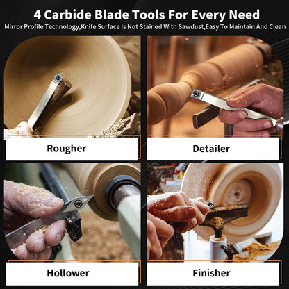 NNBWKIXI 12PCS Carbide Lathe Tools Carbide Inserts for Wood Lathe Turning Tools,Include 11mm Square with Radius,12mm and 8.9mm Round,30x10mm Diamond with Sharp Point with Screws